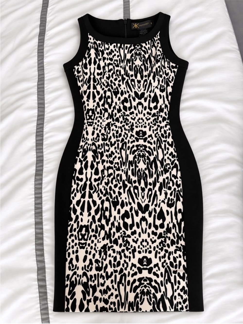 Y2K Kardashian Kollection Black & Cream Animal Print Sheath Dress